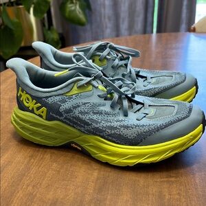 Hoka Running Shoes - Gray and Neon Yellow